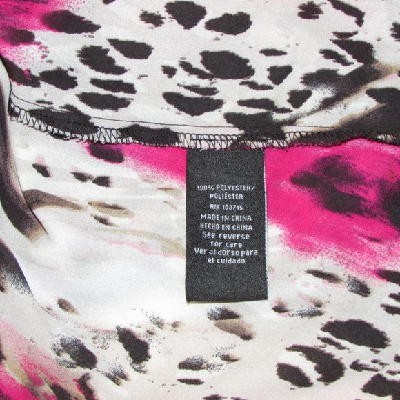 Zac & Rachel Long Loose Tunic Top Flowy Blouse Shirt Pink Black Top LG - Picture 8 of 13